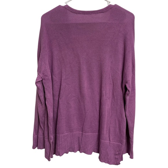 Eileen Fisher Purple V-Neck Organic Cotton‎ Tencel Knit Sweater Women's XL - Picture 2 of 4